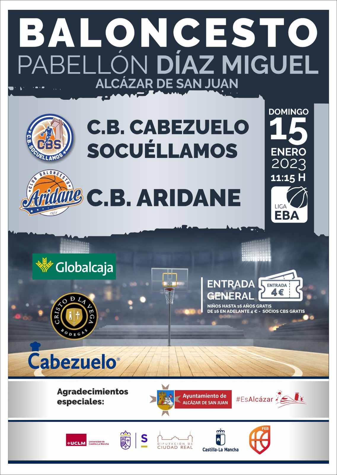 Alcázar de San Juan acoge el partido de la liga EBA entre el CB Socuéllamos y el CB Aridane