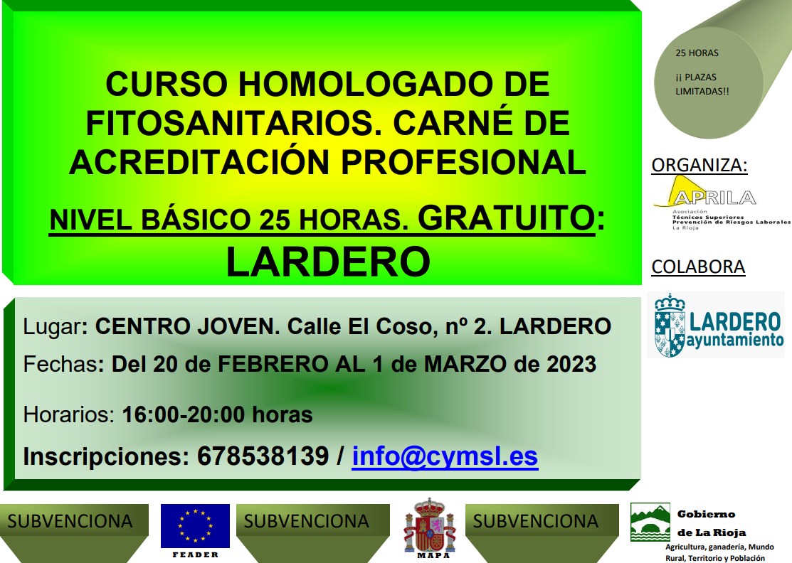 Anunciado el nuevo Curso Homologado de Fitosanitarios