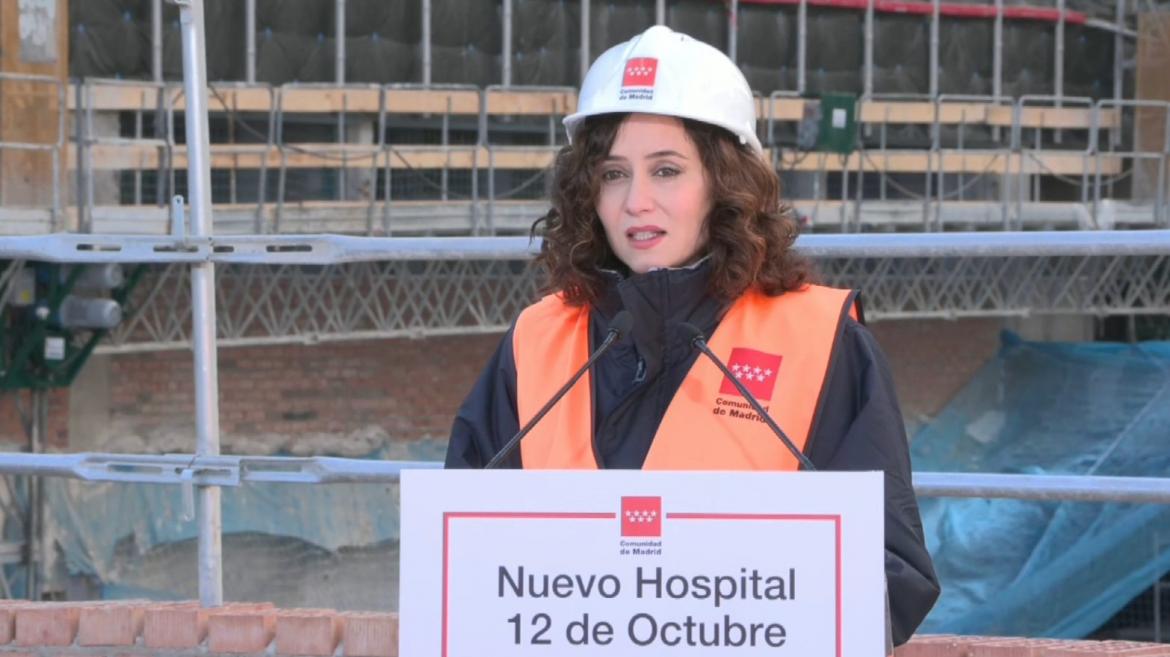 Díaz Ayuso avanza que las obras del nuevo edificio de Hospitalización del 12 de Octubre están ejecutadas al 60% y entrará en funcionamiento a finales de año