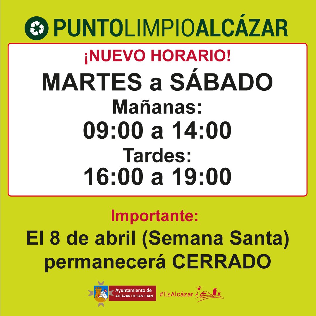 Nuevo horario de primavera del Punto Limpio