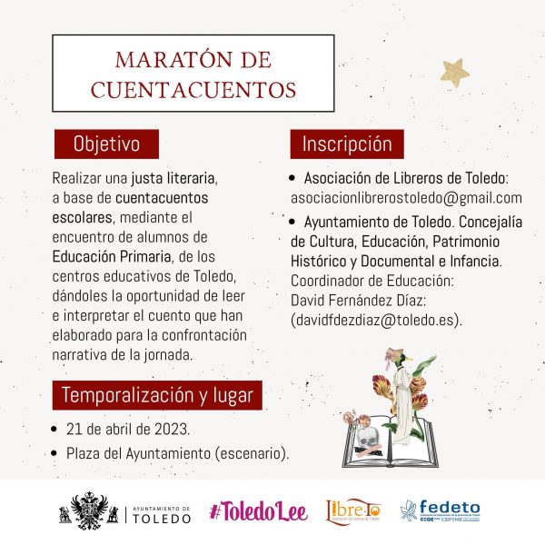 Ayuntamiento de Toledo El Ayuntamiento convoca a los colegios de la ciudad al Maratón de Cuentacuentos que se celebrará el 21 de abril  