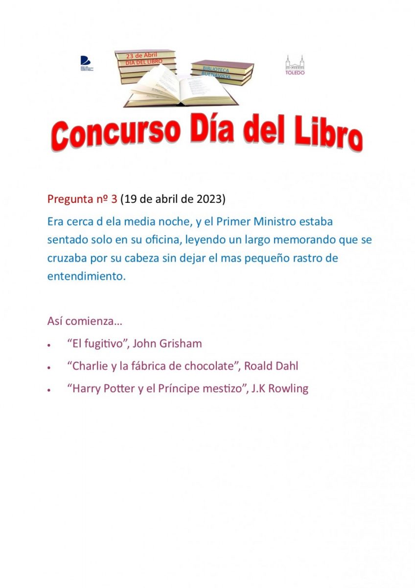 Concurso Día del Libro. pregunta 3