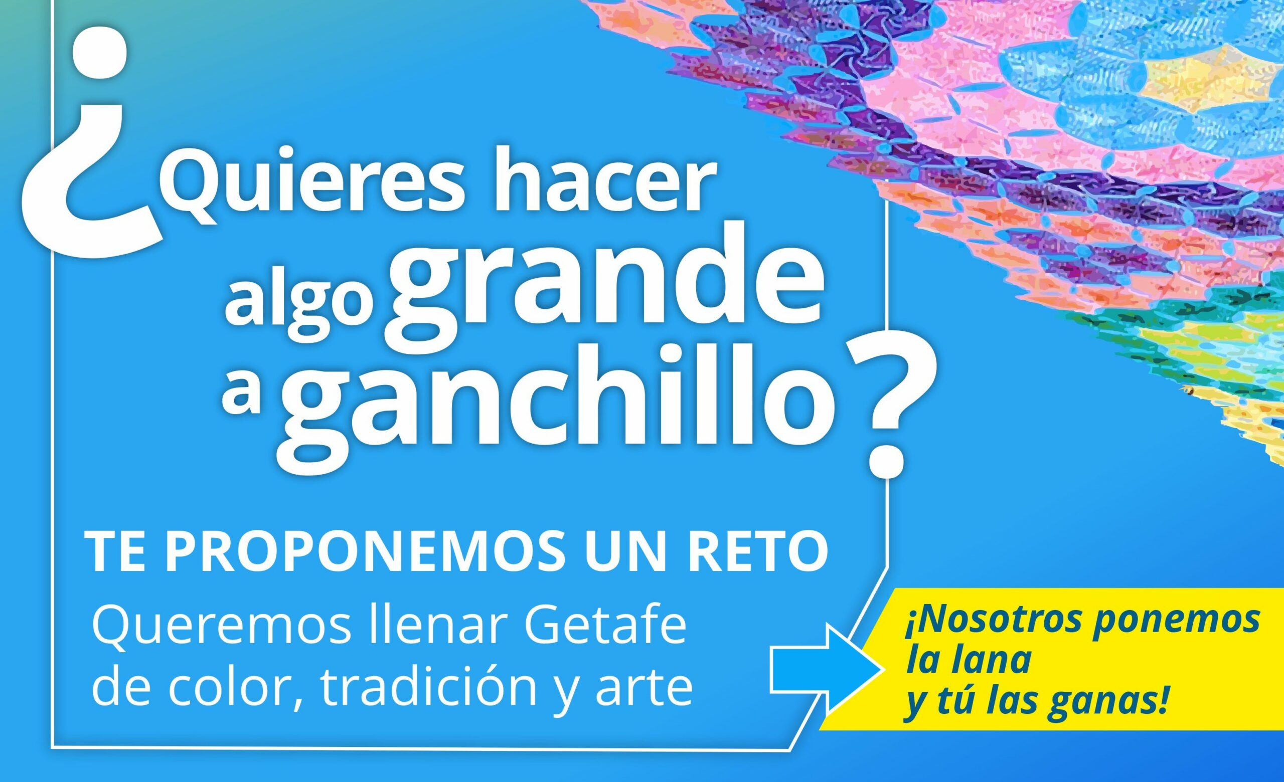 Getafe lanza el reto de tejer un largo manto de colores de ganchillo