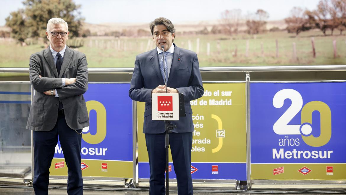 La Comunidad de Madrid celebra el 20º aniversario de Metrosur con un homenaje a los cinco municipios por los que circula