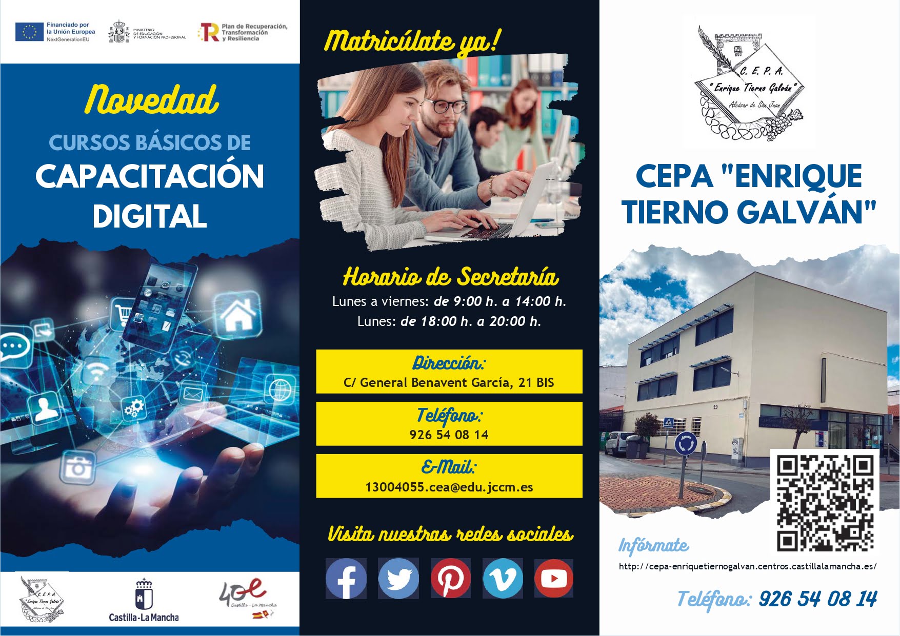El Centro Público de Educación de Personas Adultas Enrique Tierno Galván abre su plazo de matriculación