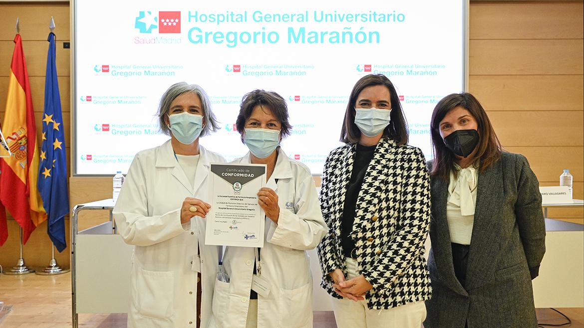 El Marañón, primer hospital de España con certificación de nivel avanzado en la atención farmacéutica a pacientes externos