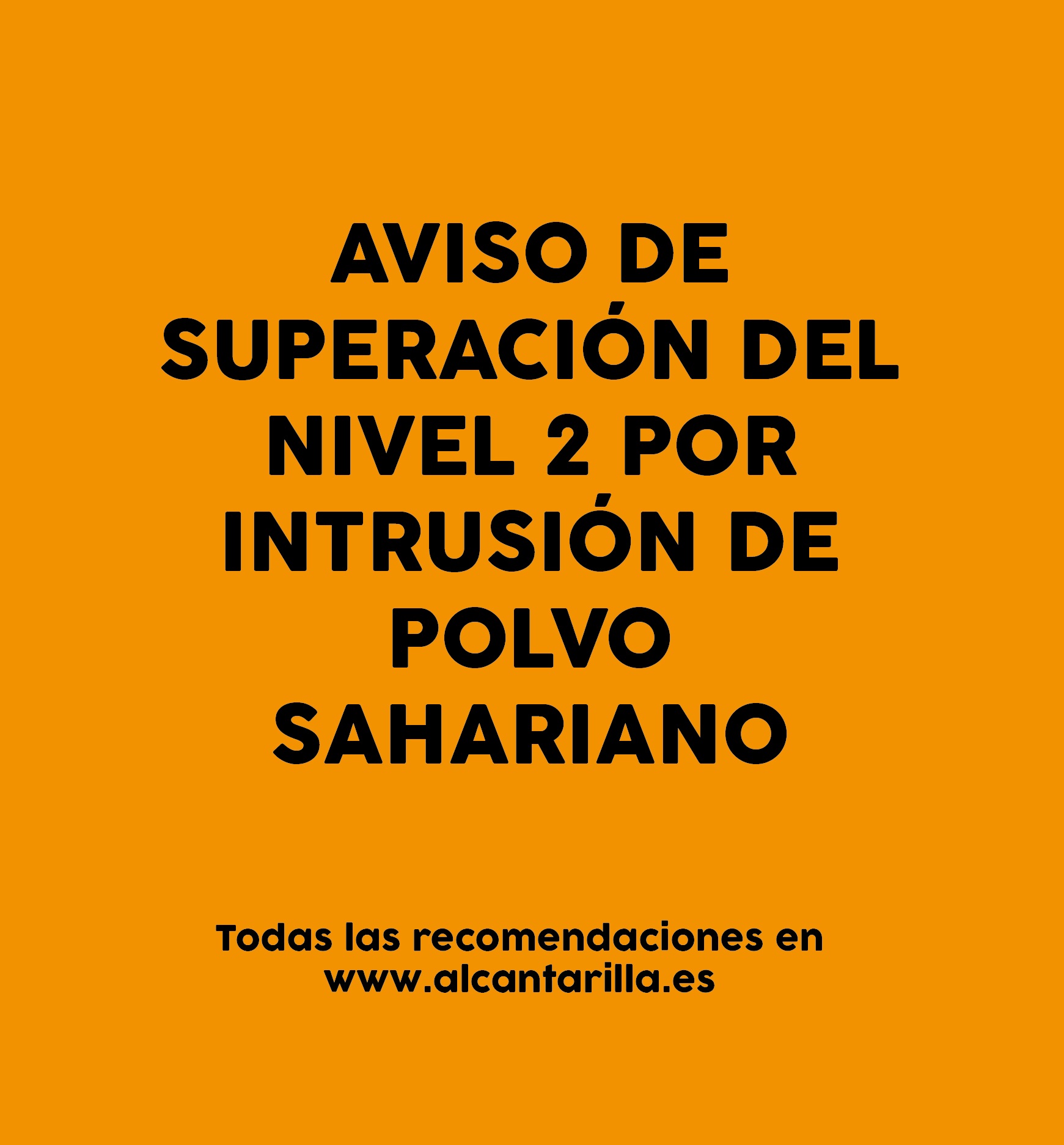 Aviso de superación del nivel 2 por intrusión de polvo sahariano ayer