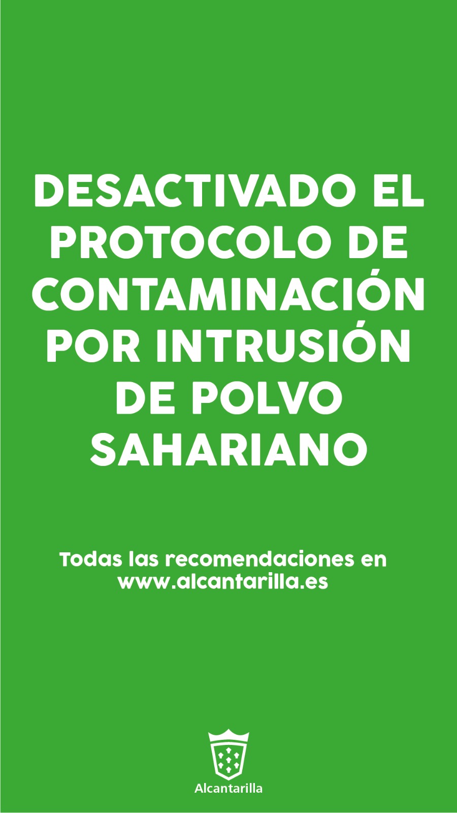 Desactivado el protocolo de contaminación por intrusión de polvo sahariano