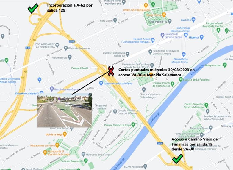 Corte al tráfico del acceso a la Avda de Salamanca desde la VA-30