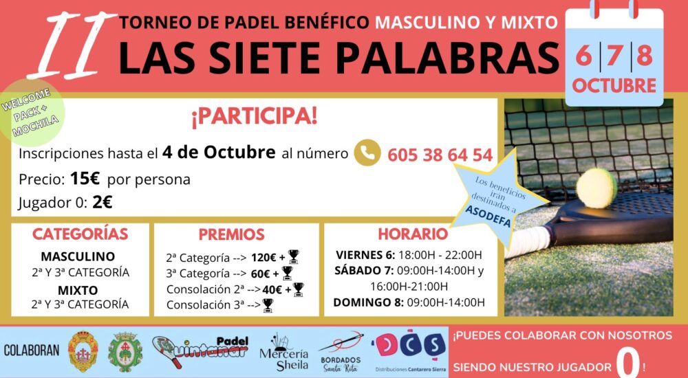 II Torneo de Padel benéfico masculino y mixto “Las Siete Palabras”