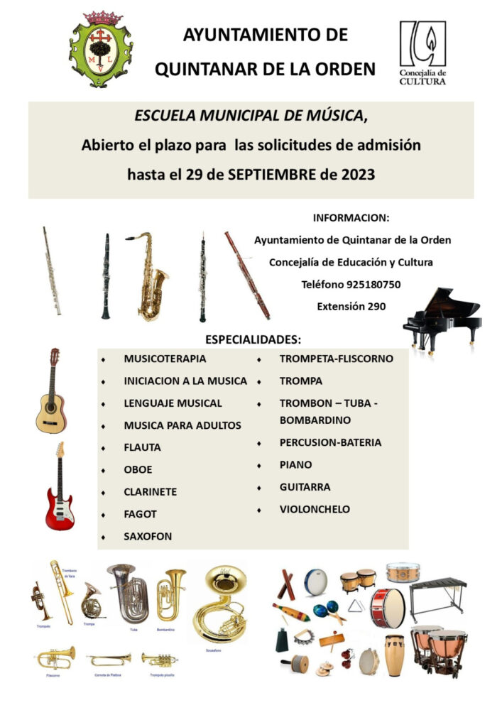 Ya está abierto el plazo de solicitudes de admisión para la Escuela Municipal de Música