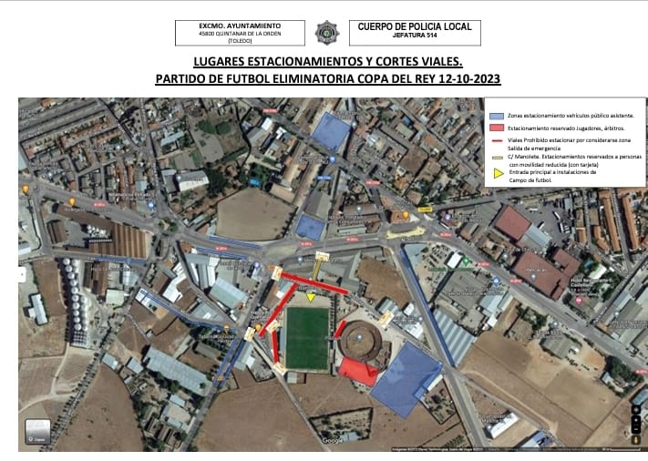 Así queda el estacionamiento y cortes viales para el partido de mañana de Copa del Rey