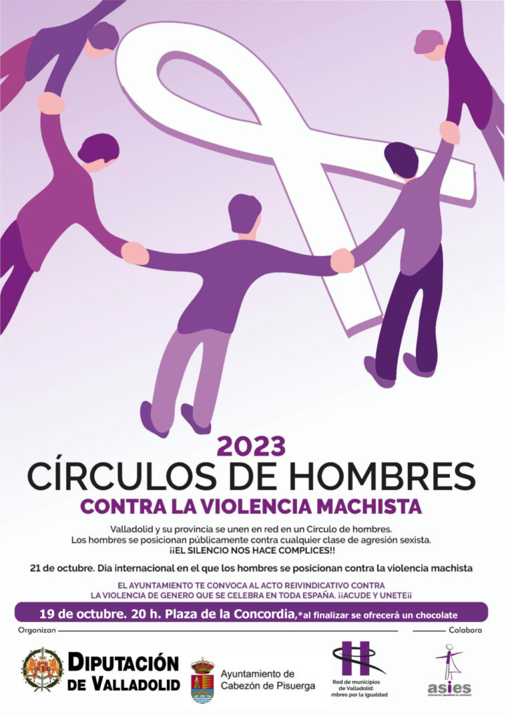Círculo de hombres contra la violencia machista. 16-10-2023 a las 20h en la Plaza de la Concordia de Cabezón de Pisuerga