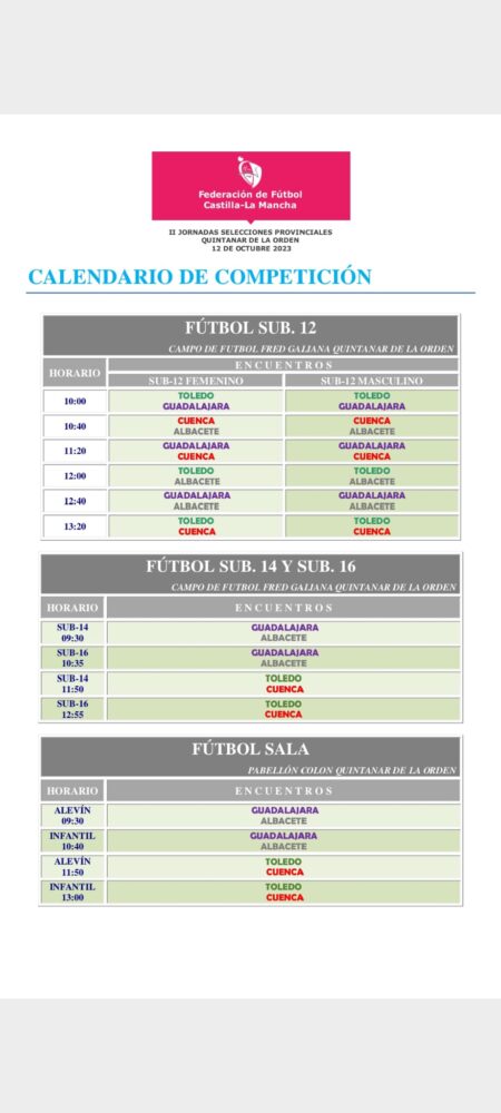 El 12 de octubre llegan las II Jornadas de Selecciones Provinciales de Fútbol y Fútbol Sala