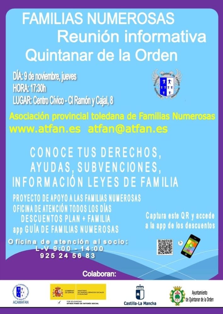 Reunión informativa en Quintanar de la Orden para las familias numerosas