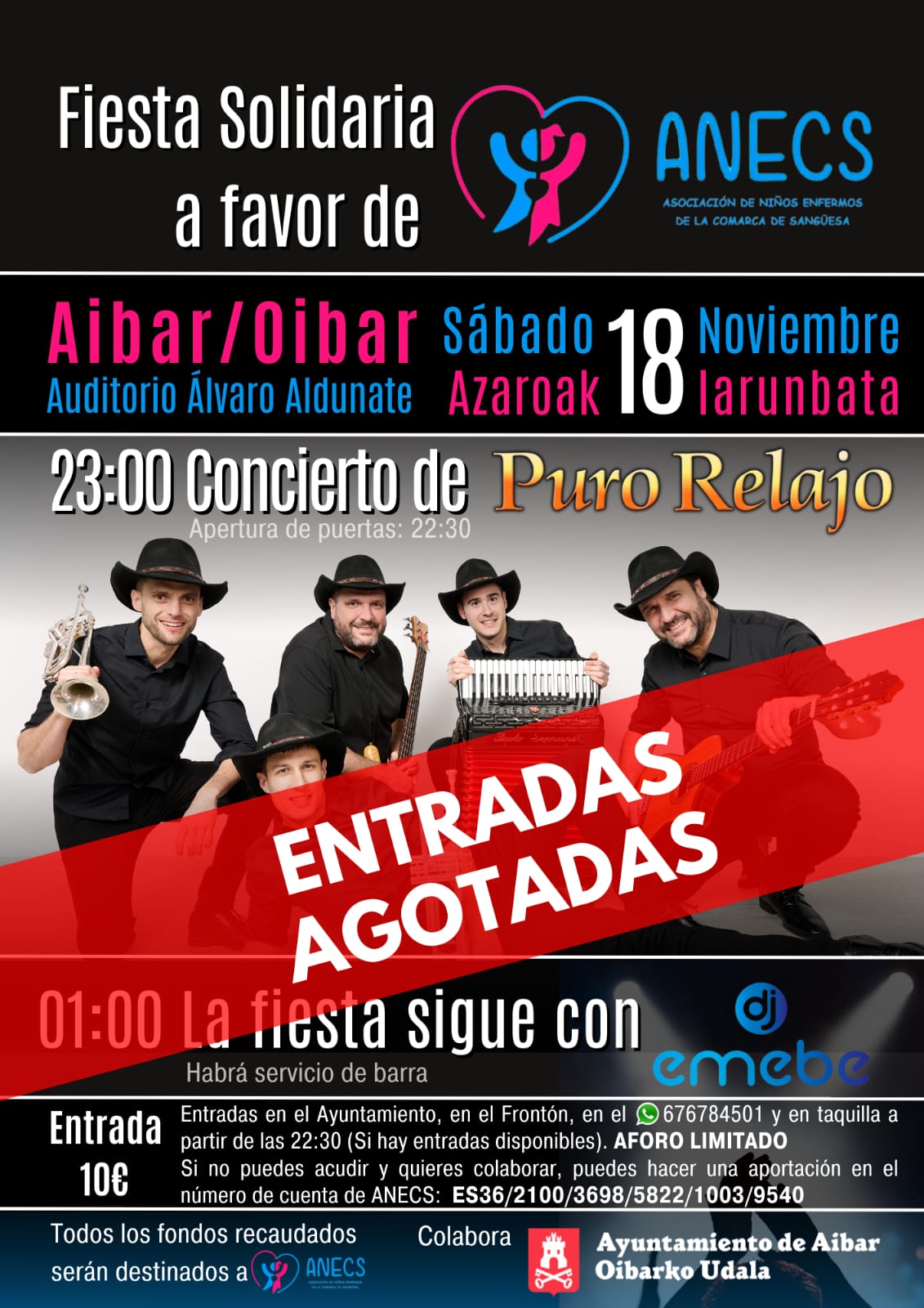 ENTRADAS AGOTADAS PARA EL CONCIERTO BENÉFICO EN FAVOR DE ANECS