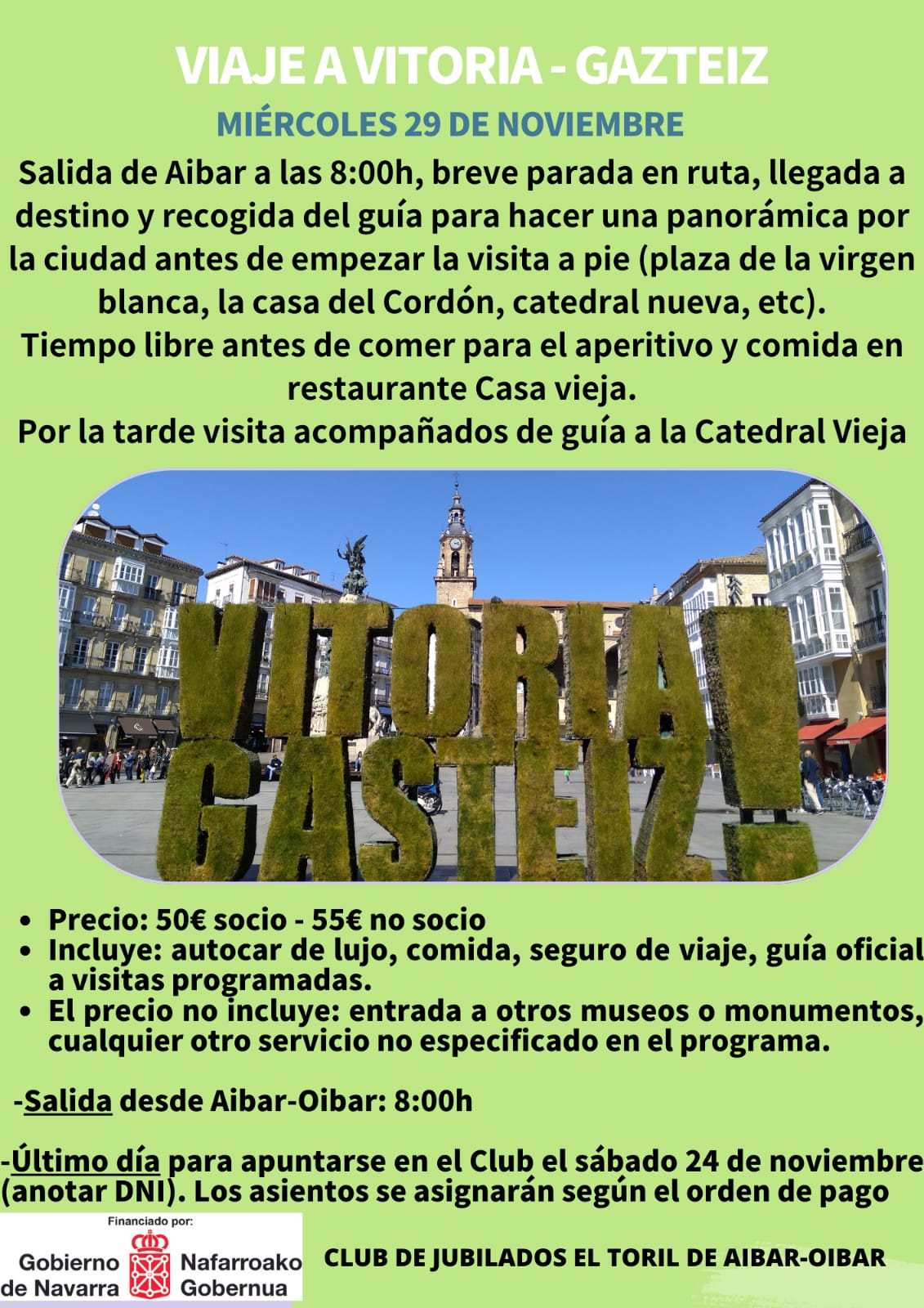 SALIDA A VITORIA/GASTEIZ DEL CLUB DE JUBILADOS/AS