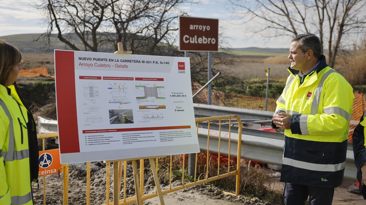 La Comunidad de Madrid finalizará en abril las obras del puente sobre el Arroyo Culebro por el que transitan a diario más de 5.400 vehículos