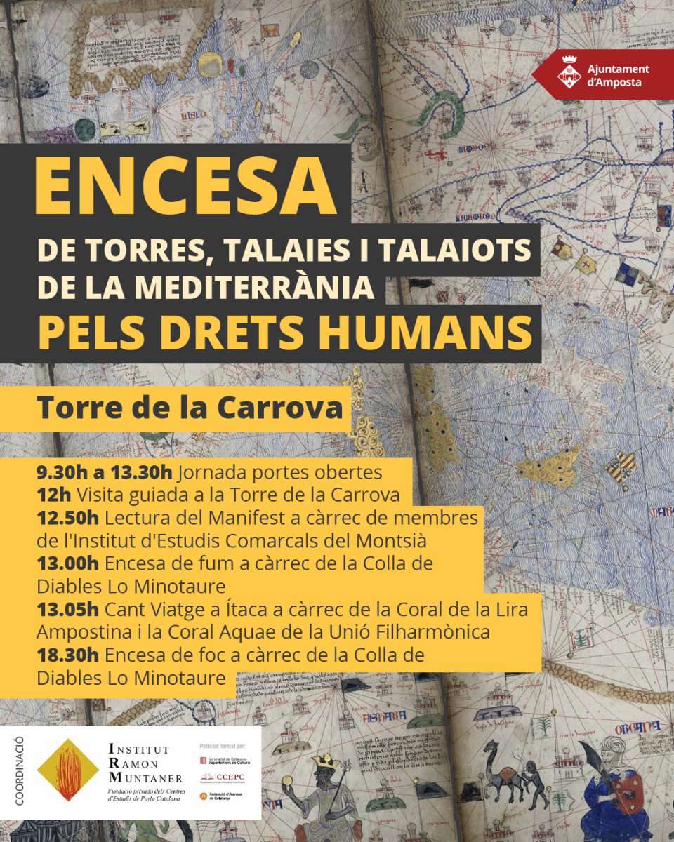 La Torre de la Carrova s’il·luminarà pels drets humans a l’encesa de torres, talaies i talaiots de la Mediterrània