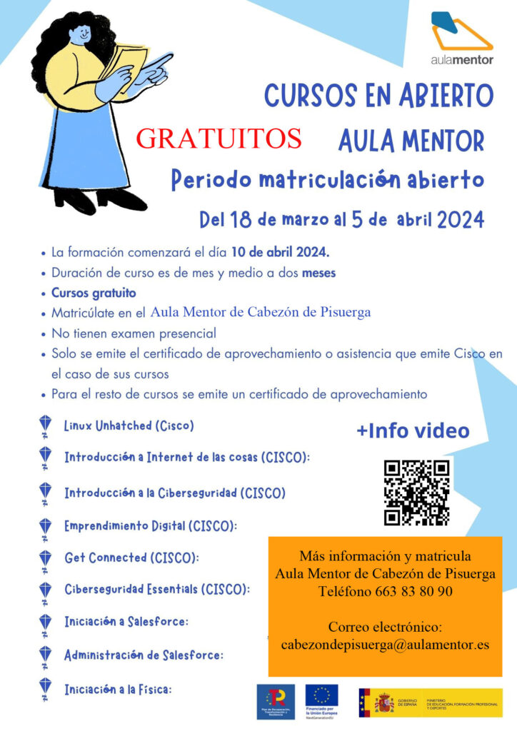 Cursos en abierto, gratuitos. Inscripciones del 18 de marzo 4 de abril de 2024 – Cabezón de Pisuerga