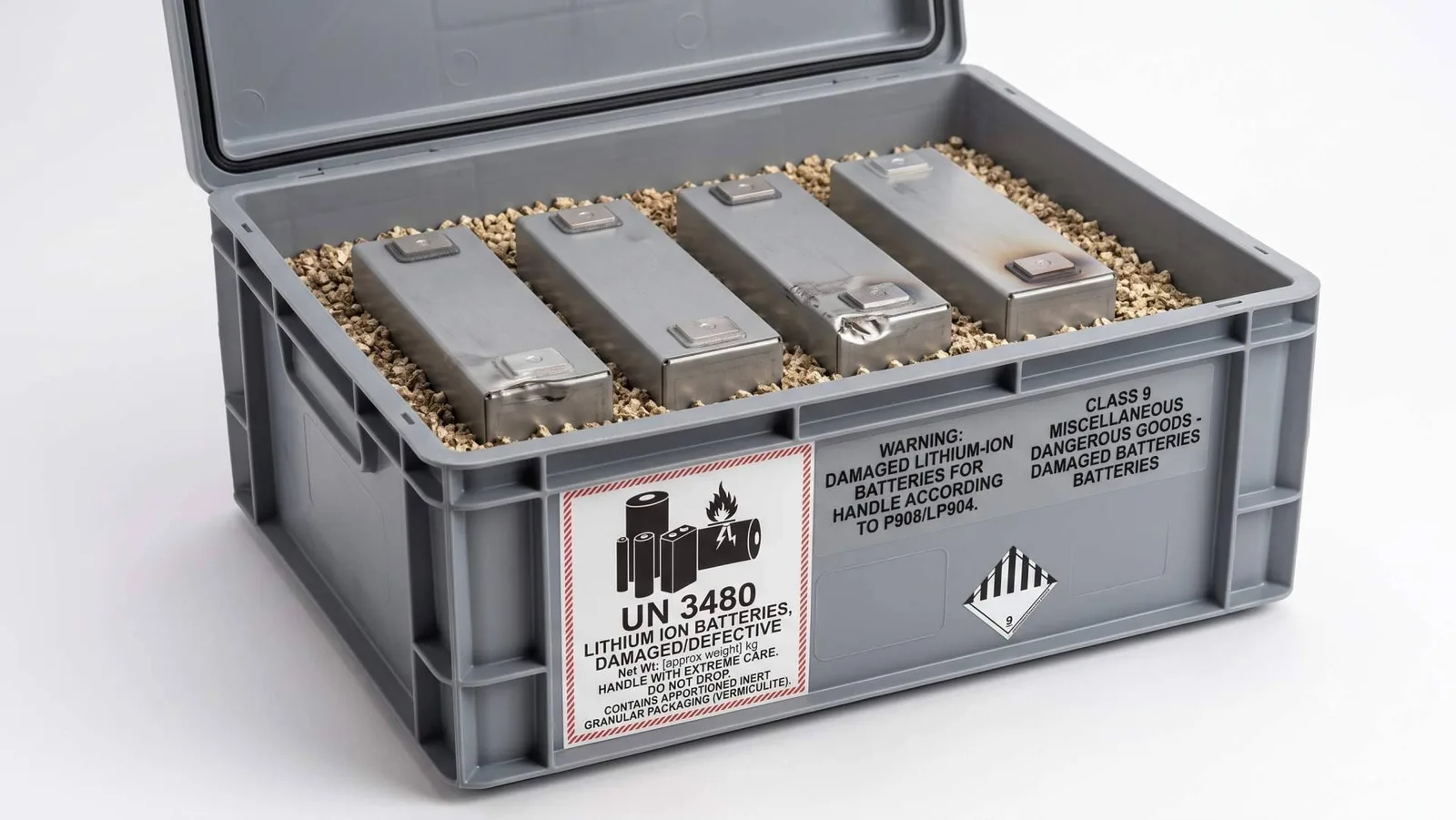 Vermiculita expandida, protección inerte para el transporte de baterías de litio